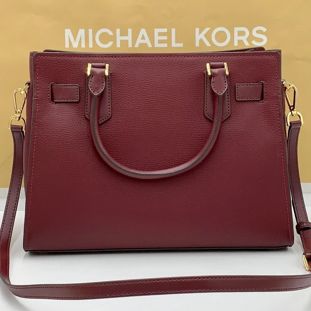 Michael Kors Hamilton Meidum Satchel Shoulder Crossbody Bag DARK CHERRY 🍒color